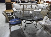 Black Saltarini style patio table with glass
