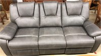 GREY LEATHER RECLINING COUCH