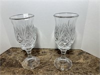 LEADED CRYSTAL 2 PC CANDLE HOLDER 11 3/4" TALL