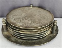 7pc Silver Plated Coaster Set