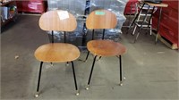 2 Mid Century Industrial Wood/Metal Chairs