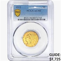1912 $5 Gold Half Eagle PCGS AU58
