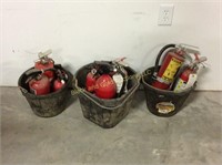8 various size fire extinguishers