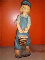 Dutch Boy White Lead Paper Mache Statue 30" Tall