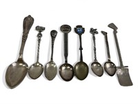 8 Vintage Collector Spoons Some Silver