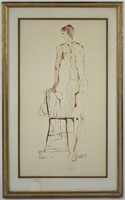 STANDING NUDE MAN PAINTING SIGNED