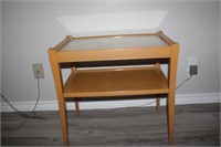 2-tier side table with glass insert top, 25 X 15