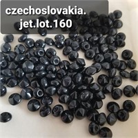 CZECH VTG 8MM GLASS ROUND JET-BLACK STONES