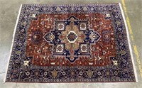 Persian Style Red, Blue & Cream Wool Rug