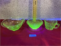Uranium Glass Style Bowls & Measuring Cup