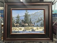 Large art deer print framed
