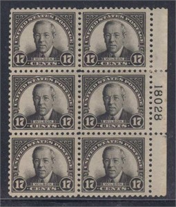 US Stamps #623 Mint Hinged Plate block of, CV $250