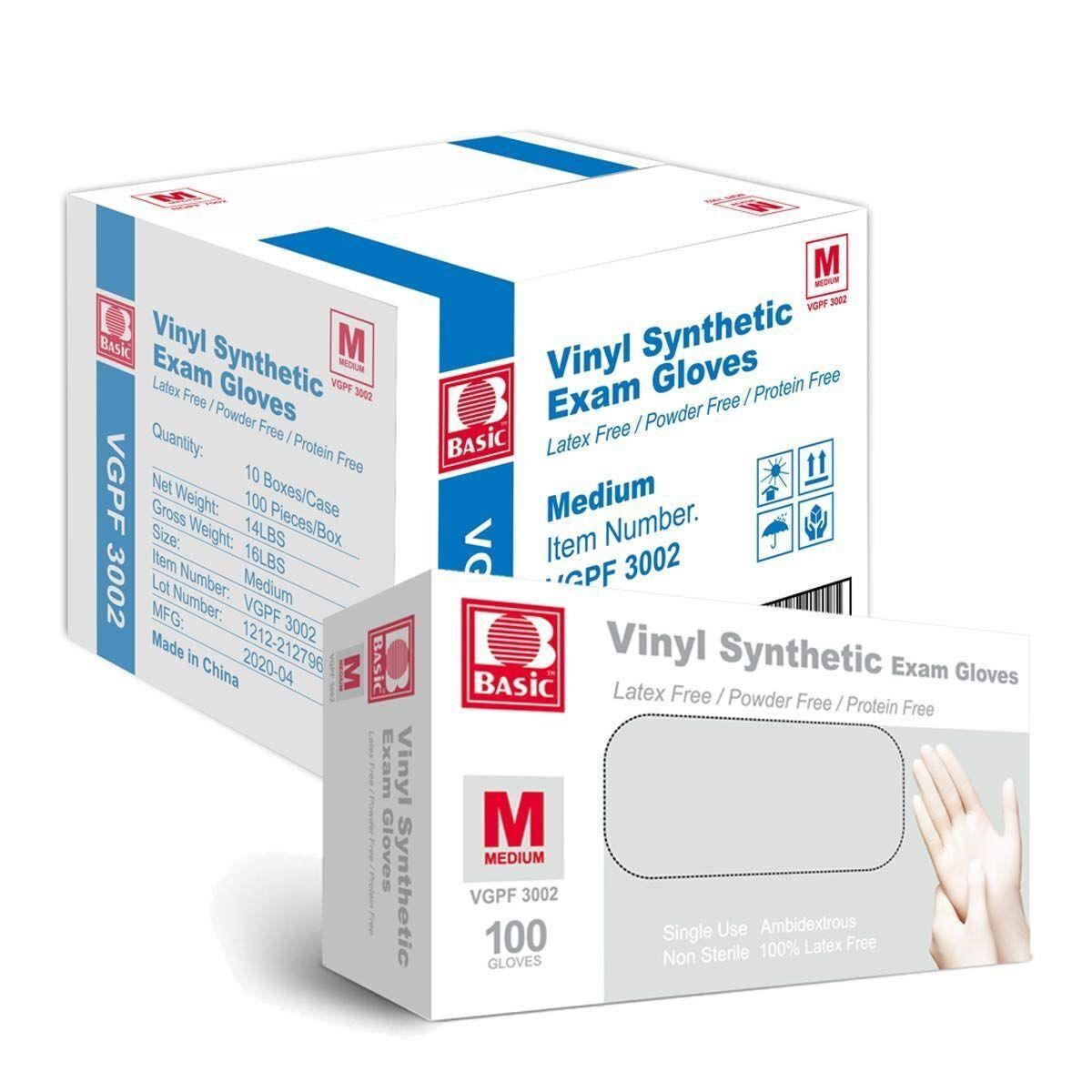 800 Medical Clear Vinyl Exam Gloves, Medium