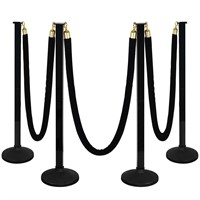 4 Pack Stanchions Post with Velvet Rope, Crowd Co