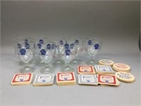 Blue Ribbon Glasses & Coasters