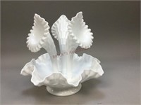 Fenton Style Milk Glass Vase