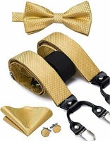 Mens Paisley Suspenders and Self Tied Bow Tie Set,
