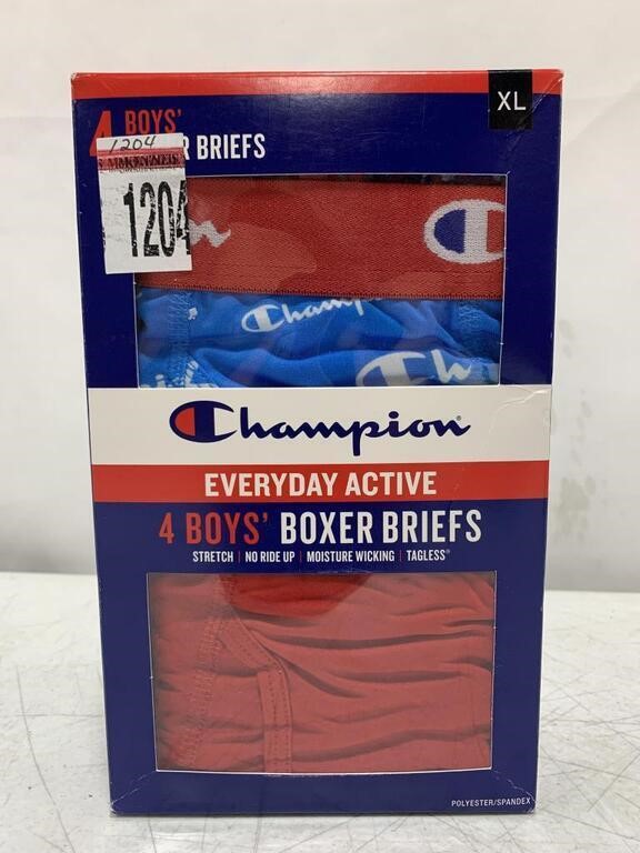 CHAMPION 4PCS BOYS XL BOXER BREIFS UNDERWEAR