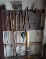 Long handled tools, chain door threshold,