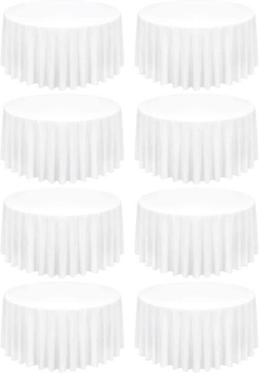 8-Pk 120" Round Tablecloth White Polyester Table