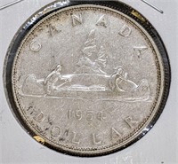 1954 Canadian Silver $1 Dollar Coin