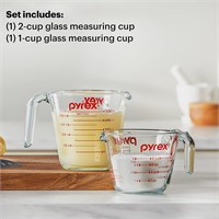 Pyrex 2 Piece Glass Measuring Cup Set, 1c and 2c