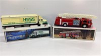 Hess Trucks, 1987 cargo truck bank and 1986 fire