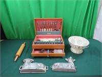 Silver Ware, Rolling Pin,Molds, Collindor