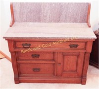 Victorian oak sausage marble top washstand