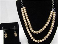 Simulated Pearl Necklace & Earrings