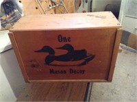 Empty Mason Duck decoy wooden box
