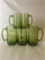 Vintage Avocado Green Beer Mugs / Glasses (5)