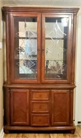 Lighted Etched Glass China Cabinet
