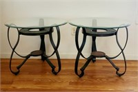Modern Style Metal and Glass Side Table Set