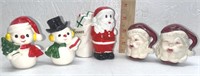 3 Sets of Salt & Pepper Shakers - Winking Santa,