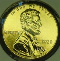 24k gold-plated 2020 Lincoln penny