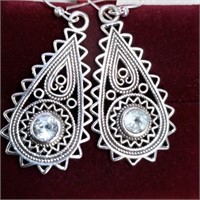 $200 Silver Blue Topaz Earrings