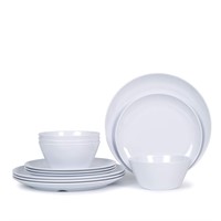 Melamine Dinnerware Set - 12pcs Plates and Bowls S