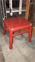 Red painted four-legged stool, 11 x 12 x 12 (800)