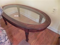 Oval Coffee Table with Glass Inset