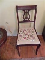 Duncan Phyfe Lyre Back Chair with Embroidery Seat