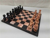 Marble Stone Chessboard and Pieces - Complete