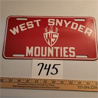 West Snyder Mounties License Plate