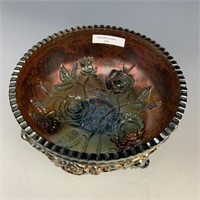 Imperial Blue Lustre Rose Footed Bowl