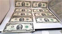 9 - Consecutive 2013 two Dollar Notes   UNC