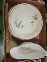 Pottery Pitcher, Lot of Floral Plates