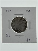 1912 Canada Silver 25 Cents