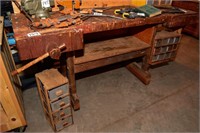 Primitive, home-made work bench