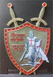 Armor of God die cut challenge coin