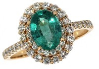 14k Gold 1.60 ct Natural Emerald & Diamond Ring
